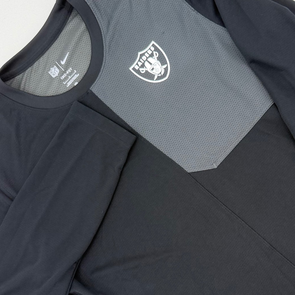 Nike Raiders Long Sleeve Shirt Mens Large Black Grey Performance Dri-FIT